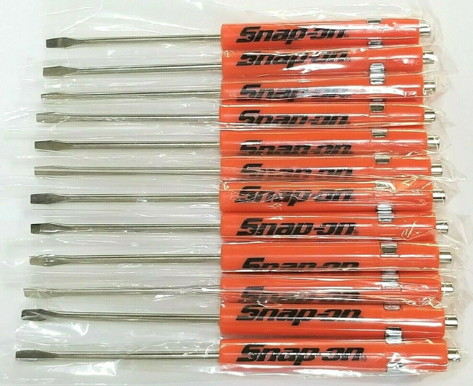 *new* 12 Orange Snap On Tools Flat Tip Pocket Screwdrivers W/clip & Magnetic Top