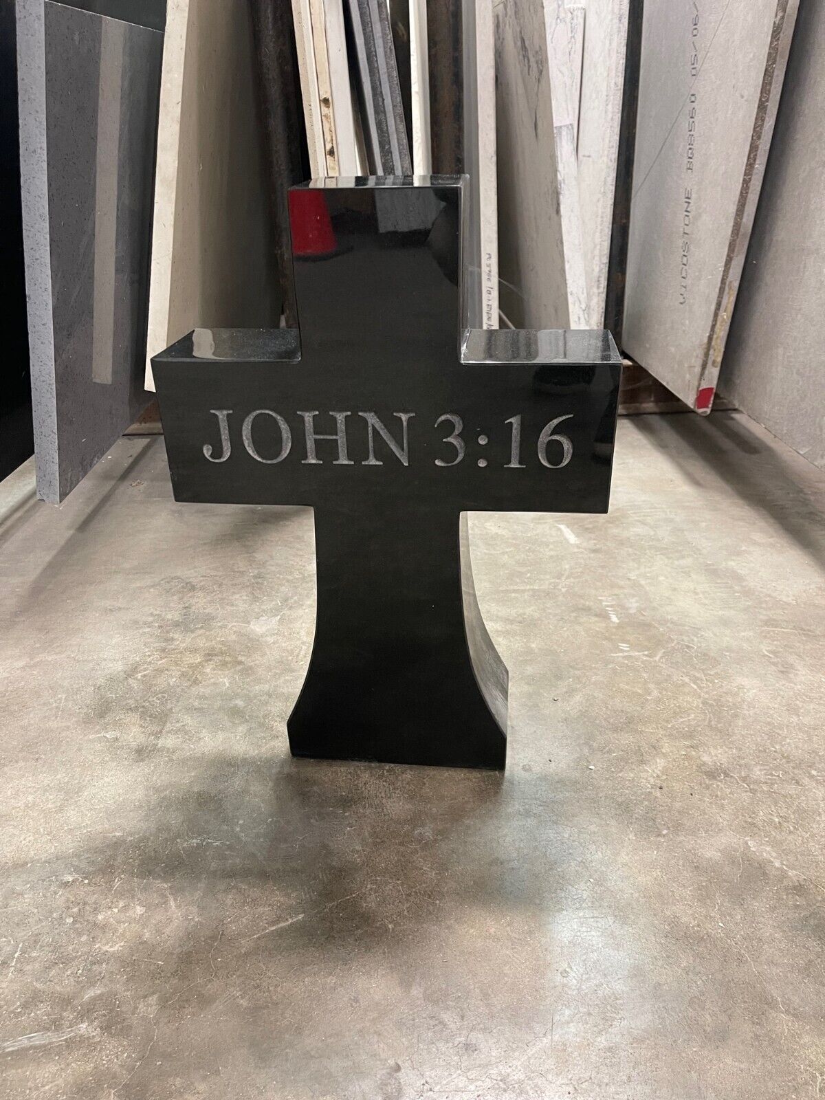Blank Granite 20" Cross Memorial Cemetery Grave Marker John 3:16 C-24