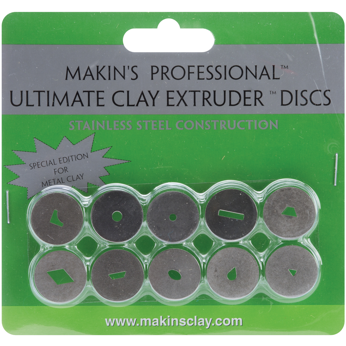 Makin's Professional Ultimate Clay Extruder Discs 10 Pkg, Stainless Steel.