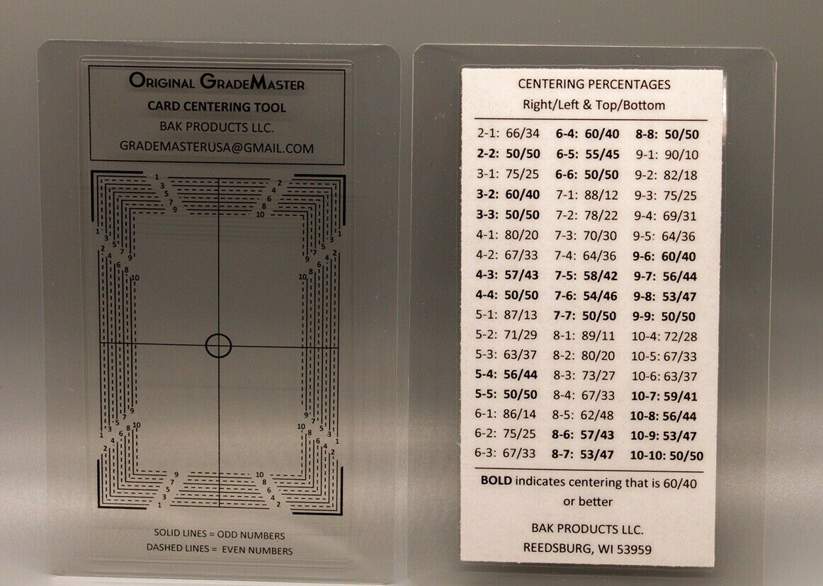 Original Grademaster Card Grading / Centering Tool Created In 2015- Psa Bgs Sgc!