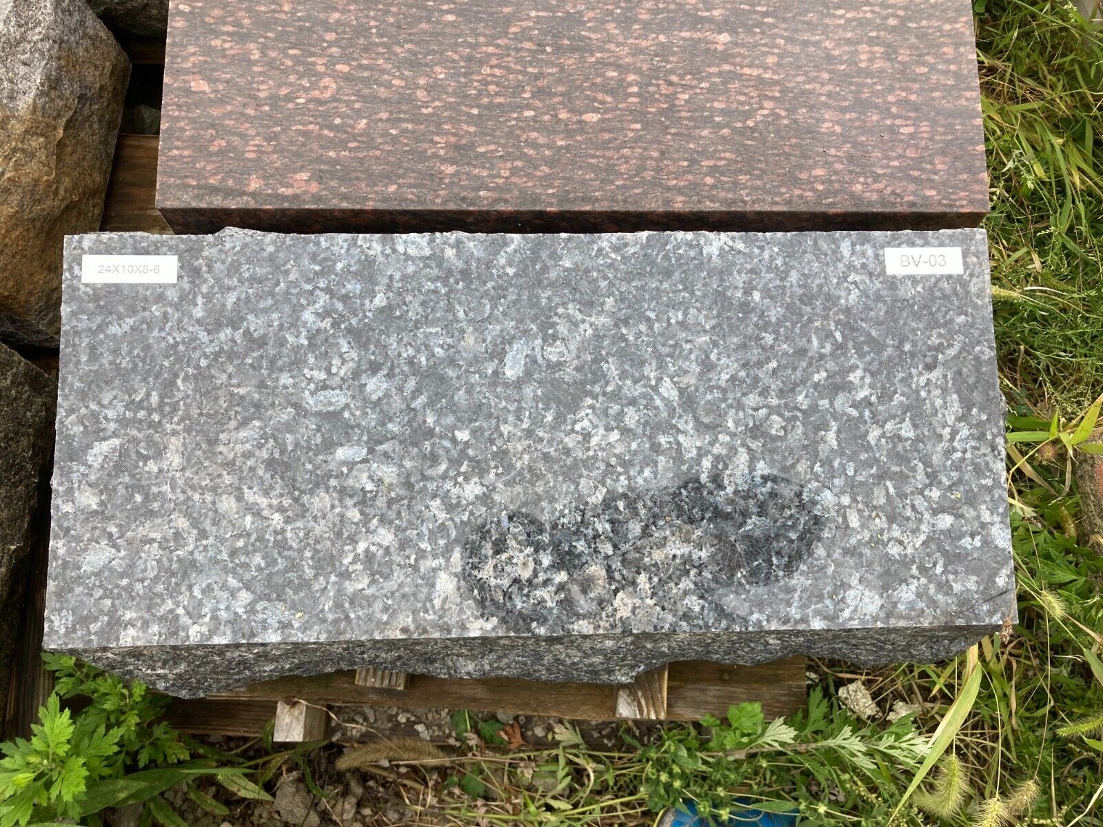 24x10x8-6 Granite Blue Pearl Bevel Marker Monument Headstone Grave Bv-03